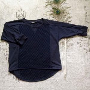 APT. 9 navy quilted sweatshirt, 3/4 sleeves, sz S
